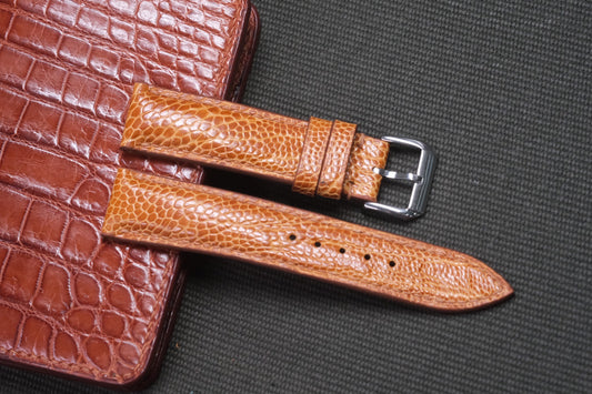 BROWN OSTRICH LEG SKIN LEATHER WATCH STRAP RD13