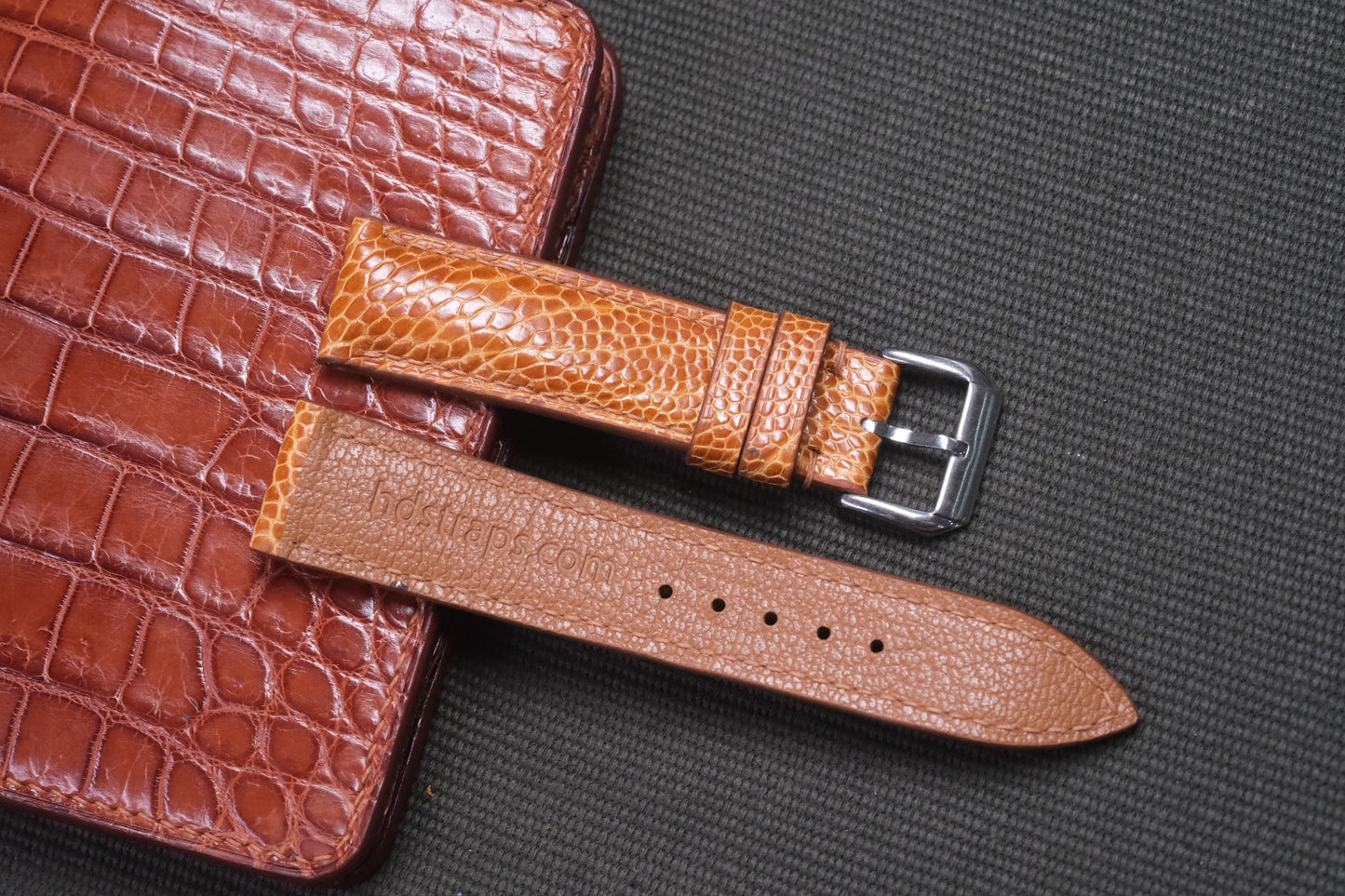 BROWN OSTRICH LEG SKIN LEATHER WATCH STRAP RD13