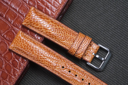 BROWN OSTRICH LEG SKIN LEATHER WATCH STRAP RD13