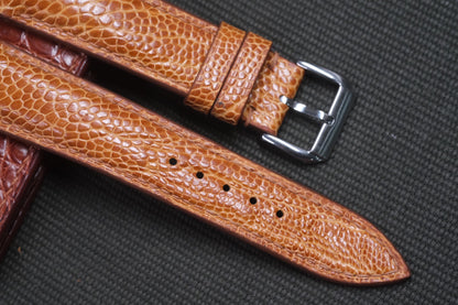 BROWN OSTRICH LEG SKIN LEATHER WATCH STRAP RD13