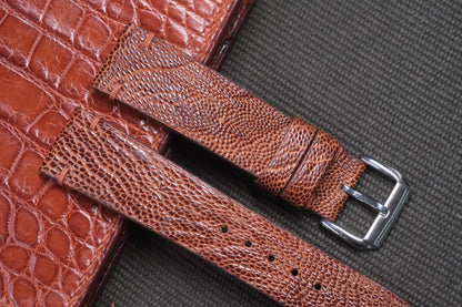 BROWN OSTRICH LEG SKIN LEATHER WATCH STRAP RD14