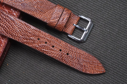 BROWN OSTRICH LEG SKIN LEATHER WATCH STRAP RD14