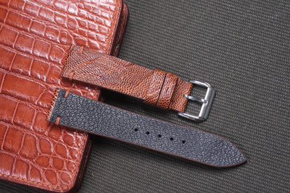 BROWN OSTRICH LEG SKIN LEATHER WATCH STRAP RD14