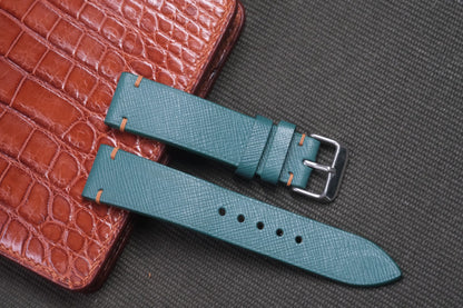 DEEP JUNGLE GREEN EPSOM LEATHER WATCH STRAP RD16