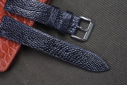 NAVY BLUE OSTRICH LEG SKIN LEATHER WATCH STRAP RD15