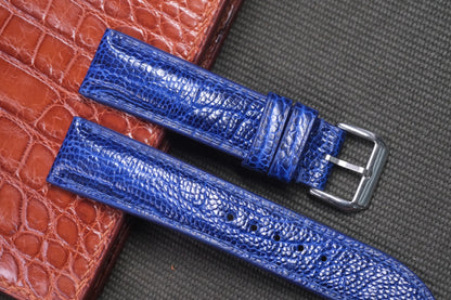 BLUE OSTRICH LEG LEATHER WATCH STRAP RD19