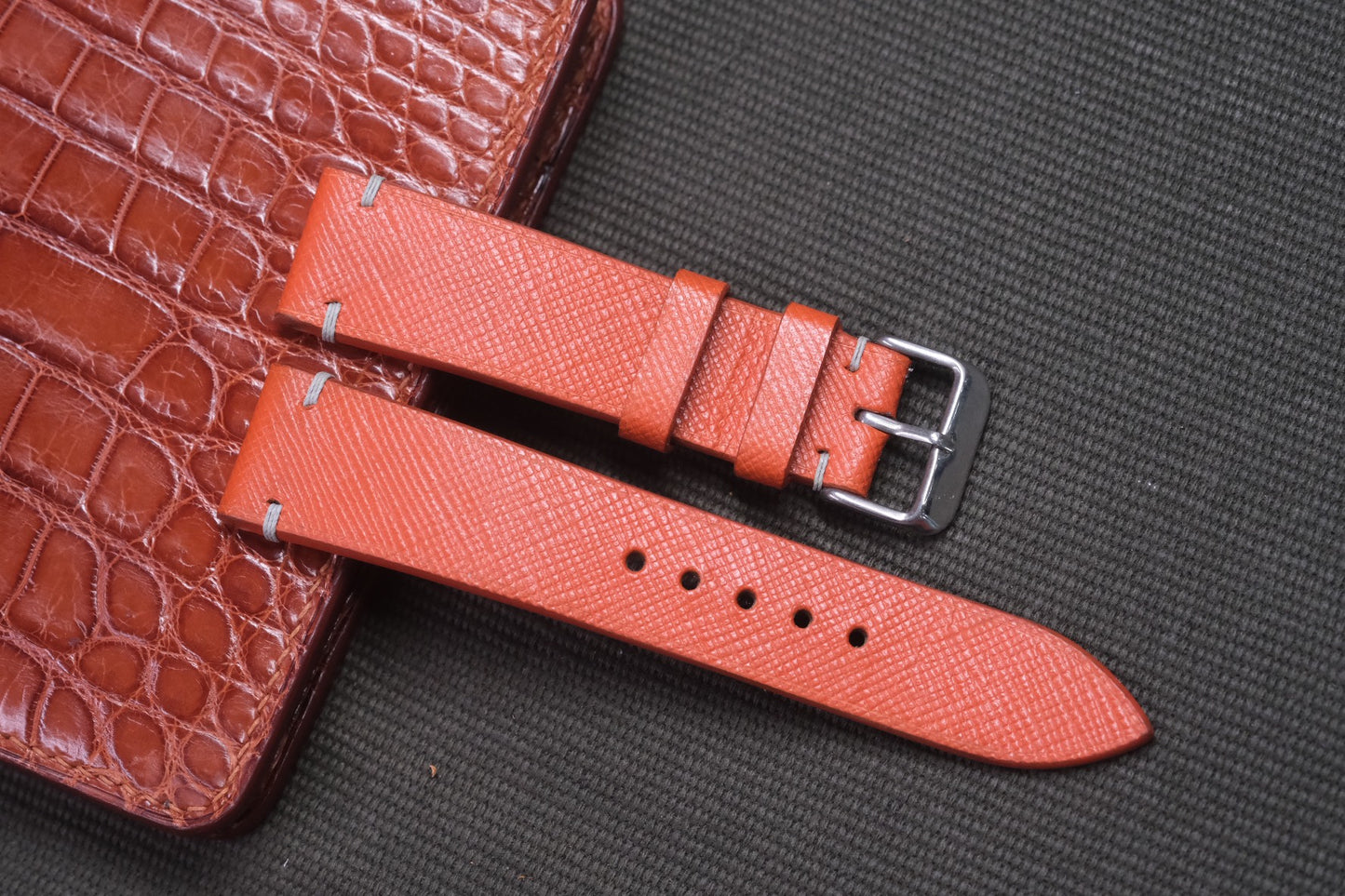 ORANGE EPSOM LEATHER WATCH STRAP RD18