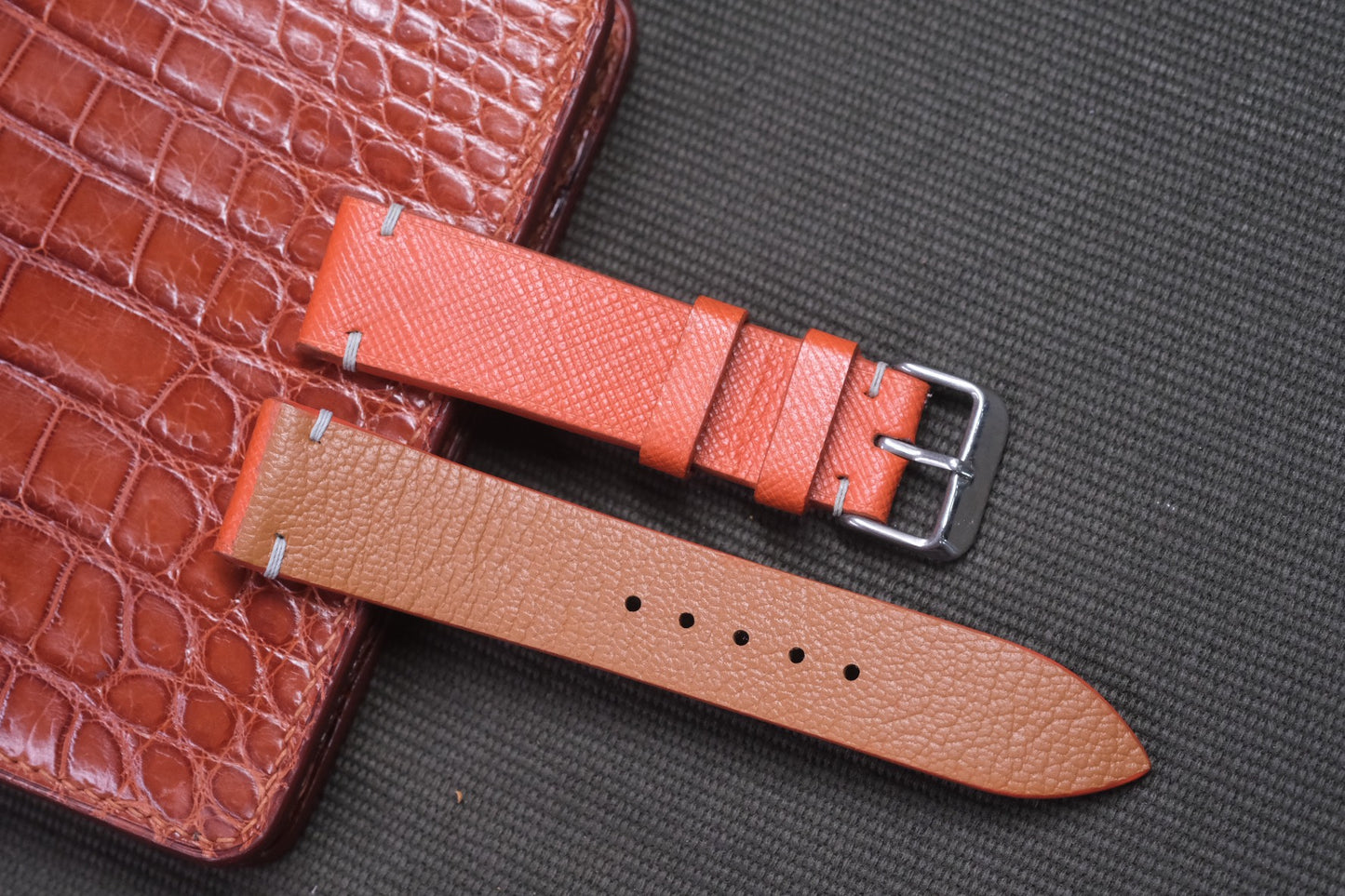 ORANGE EPSOM LEATHER WATCH STRAP RD18