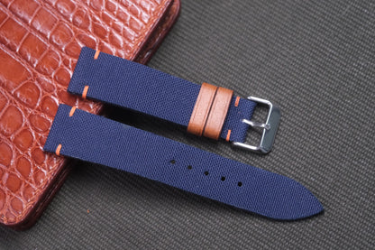 INDIGO CANVAS LEATHER WATCH STRAP RD20