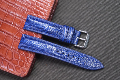 BLUE OSTRICH LEG LEATHER WATCH STRAP RD19