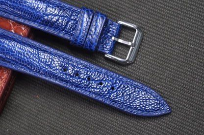 BLUE OSTRICH LEG LEATHER WATCH STRAP RD19