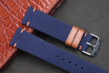 INDIGO CANVAS LEATHER WATCH STRAP RD20