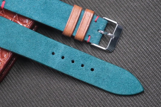 GREENISH BLUE SUEDE LEATHER WATCH STRAP RD22