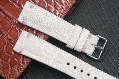 WHITE STINGRAY LEATHER WATCH STRAP RD23