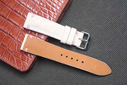 WHITE STINGRAY LEATHER WATCH STRAP RD23