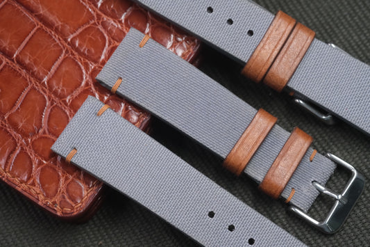 GREY CANVAS LEATHER WATCH STRAP RD24