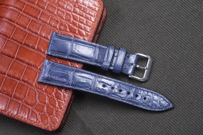 NAVY BLUE CROCODILE LEATHER WATCH STRAP RD25