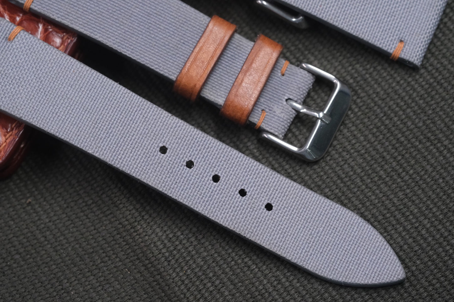 GREY CANVAS LEATHER WATCH STRAP RD24