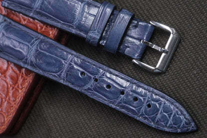 NAVY BLUE CROCODILE LEATHER WATCH STRAP RD25