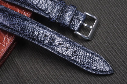 NAVY BLUE OSTRICH LEG SKIN LEATHER WATCH STRAP RD27