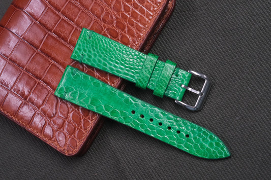 GREEN OSTRICH LEG SKIN LEATHER WATCH STRAP RD28