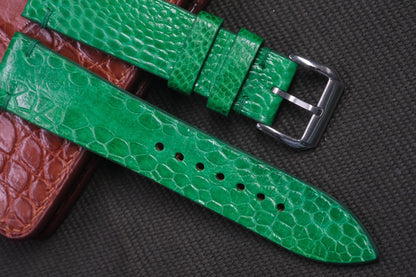 GREEN OSTRICH LEG SKIN LEATHER WATCH STRAP RD28