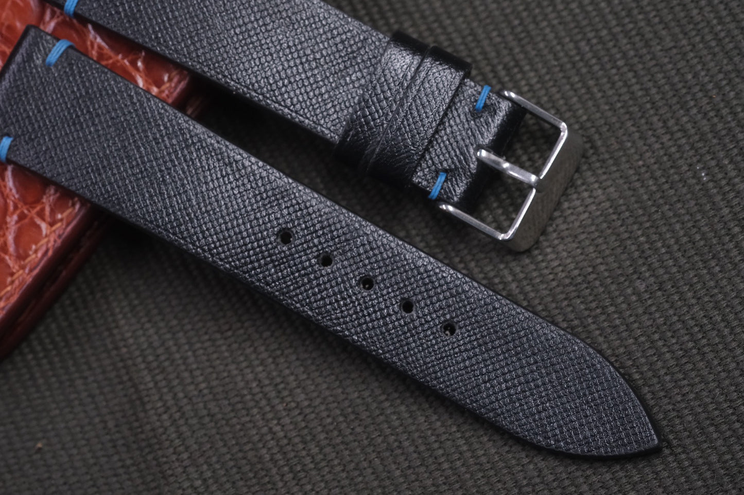 BLACK EPSOM LEATHER WATCH STRAP RD29