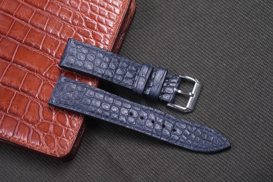 NAVY BLUE CROCODILE LEATHER WATCH STRAP RD30