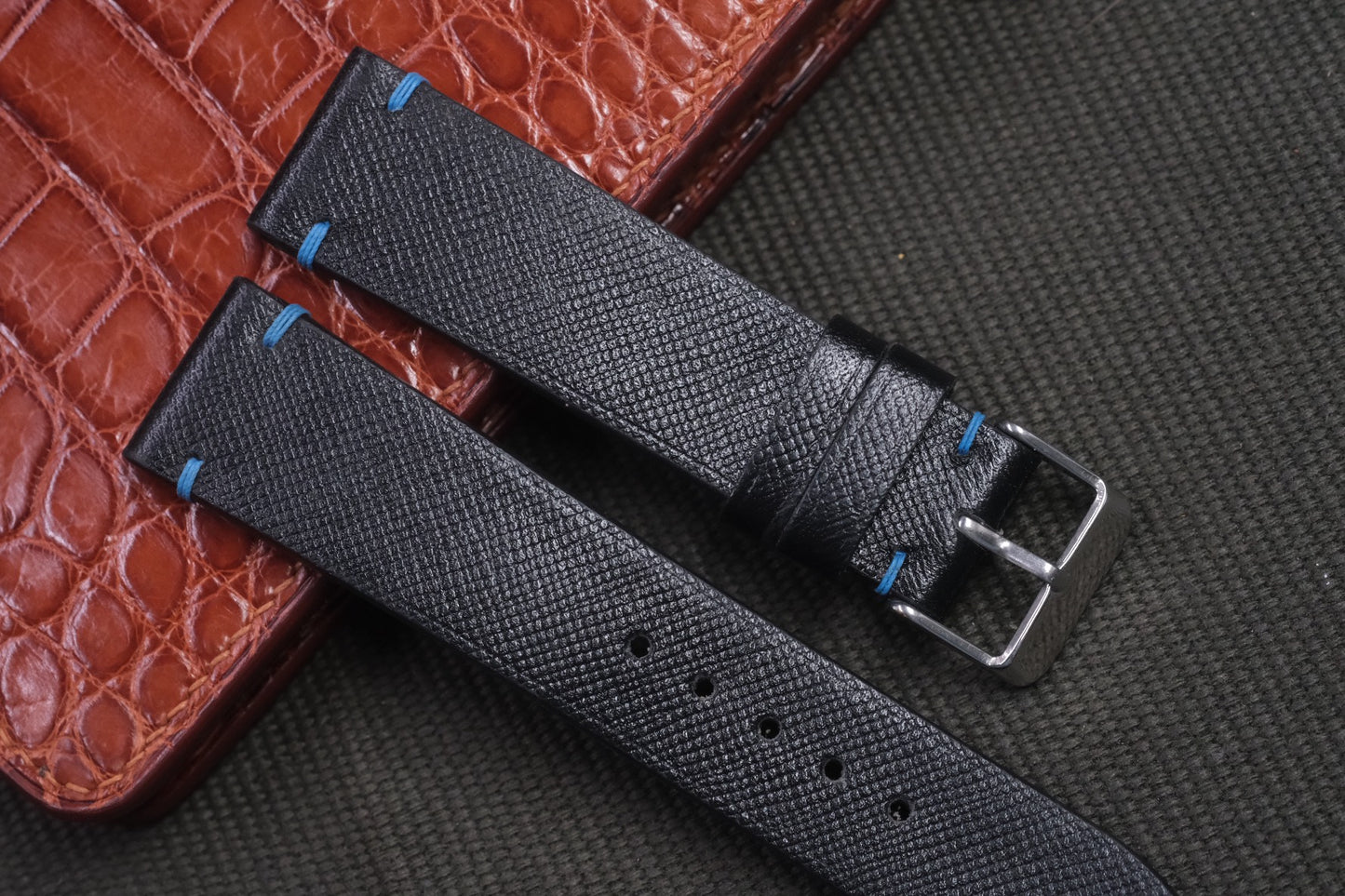 BLACK EPSOM LEATHER WATCH STRAP RD29