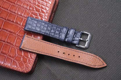 NAVY BLUE CROCODILE LEATHER WATCH STRAP RD30