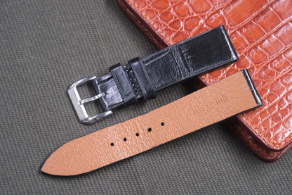 BLACK CROCODILE LEATHER WATCH STRAP RD33