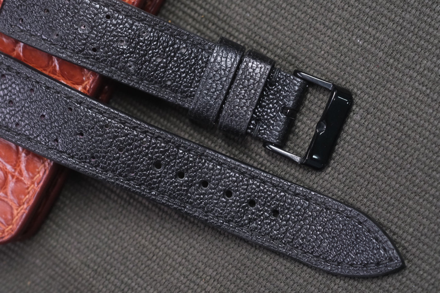 BLACK COW LEATHER WATCH STRAP RD37