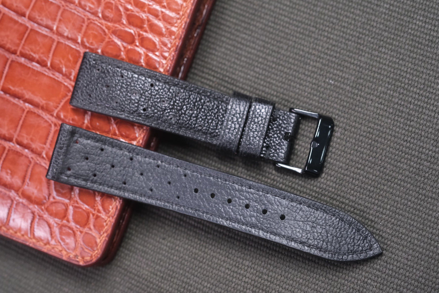 BLACK COW LEATHER WATCH STRAP RD37