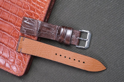 BROWN CROCODILE LEATHER WATCH STRAP RD39