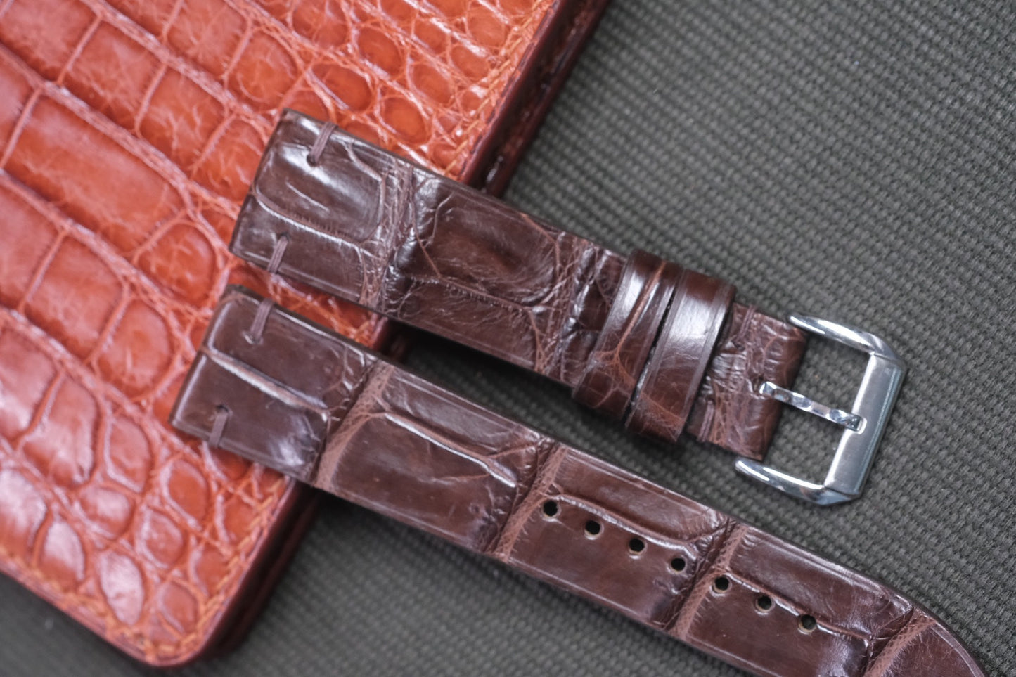 BROWN CROCODILE LEATHER WATCH STRAP RD39