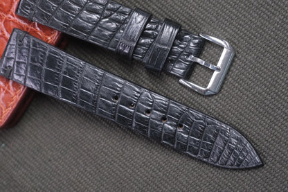 BLACK CROCODILE LEATHER WATCH STRAP RD41