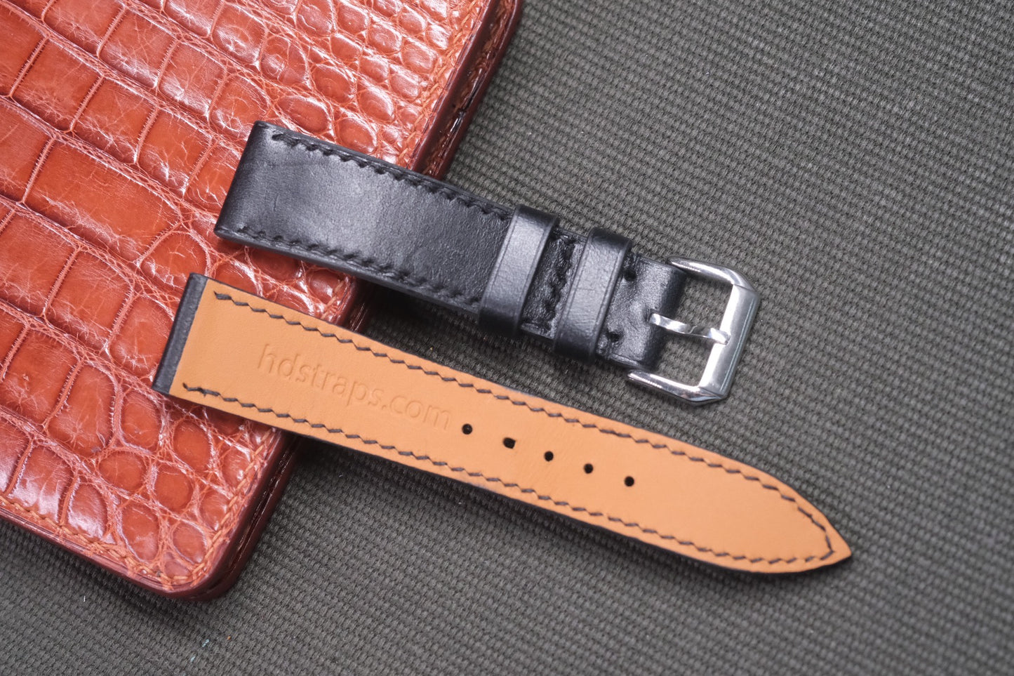 BLACK COW LEATHER WATCH STRAP RD40