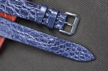 NAVY BLUE CROCODILE LEATHER WATCH STRAP RD42