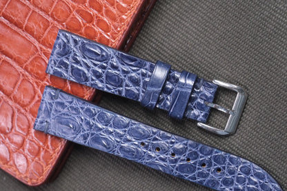 NAVY BLUE CROCODILE LEATHER WATCH STRAP RD42