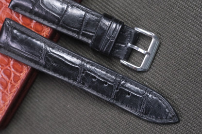 BLACK CROCODILE LEATHER WATCH STRAP RD43