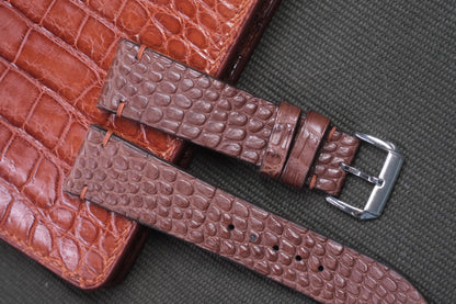 BROWN CROCODILE LEATHER WATCH STRAP RD45