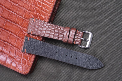 BROWN CROCODILE LEATHER WATCH STRAP RD45