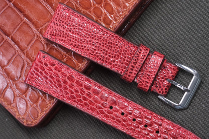 RED OSTRICH LEG SKIN LEATHER WATCH STRAP RD46