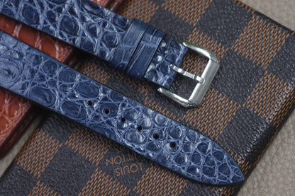 NAVY BLUE CROCODILE LEATHER WATCH STRAP RD48