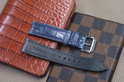 NAVY BLUE CROCODILE LEATHER WATCH STRAP RD49