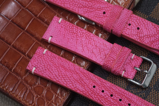 PINK OSTRICH LEG SKIN LEATHER WATCH STRAP RD53