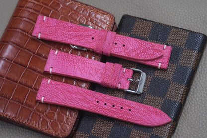 PINK OSTRICH LEG SKIN LEATHER WATCH STRAP RD53