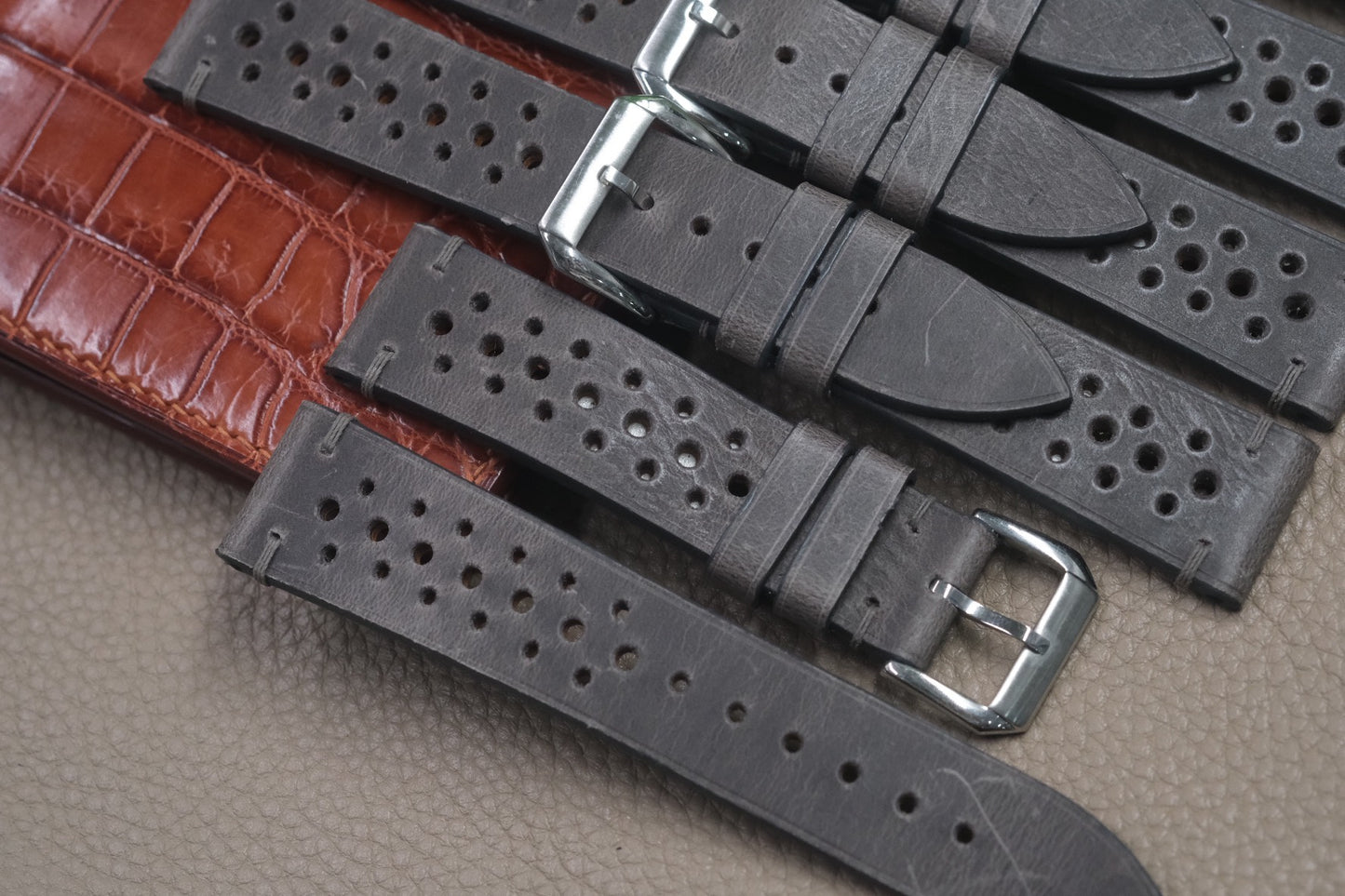 GREY COW LEATHER WATCH STRAP RD54