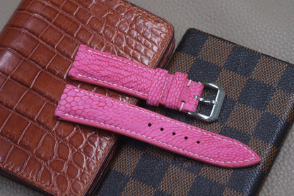 PINK OSTRICH LEG SKIN LEATHER WATCH STRAP RD53