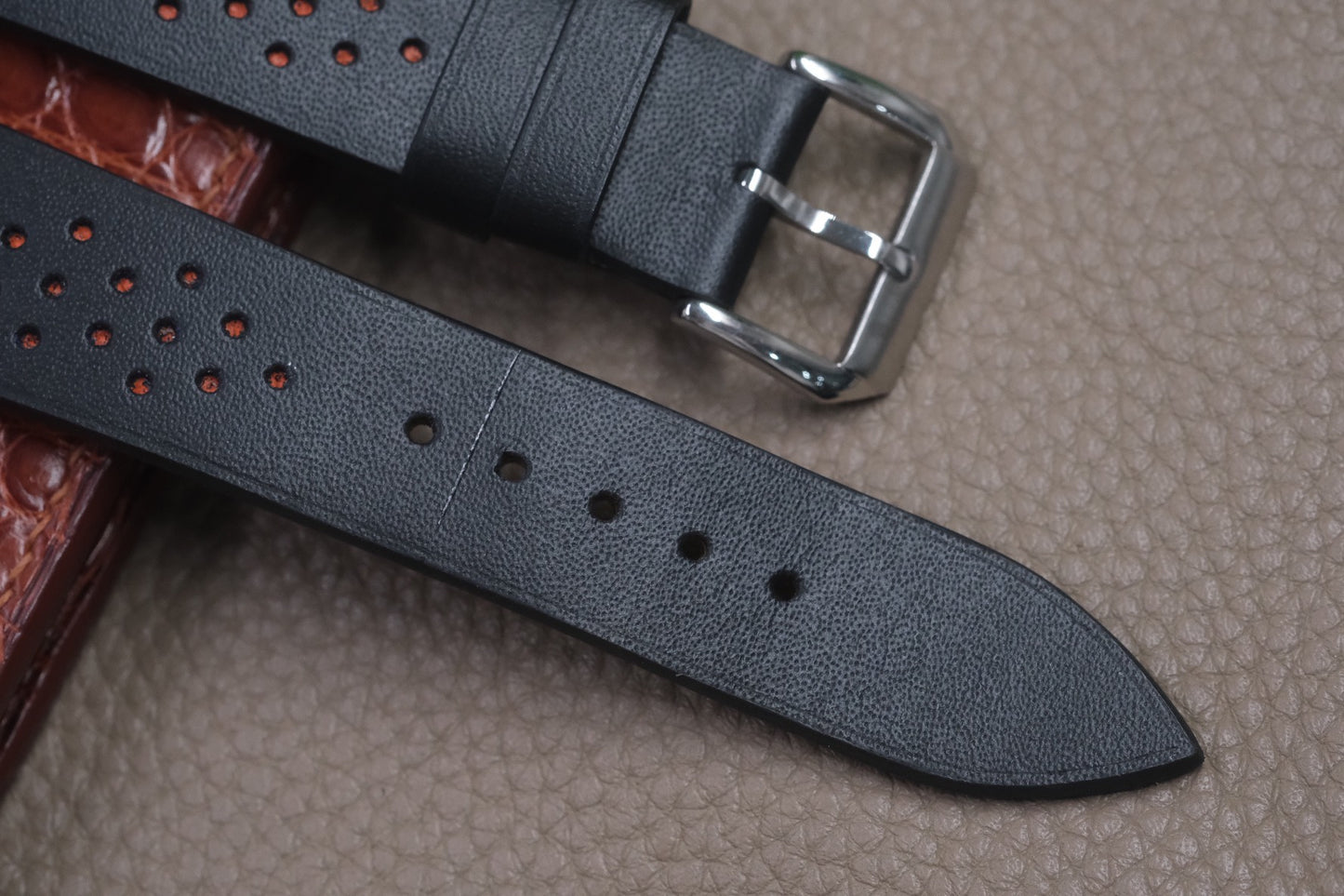 BLACK COW LEATHER WATCH STRAP RD55